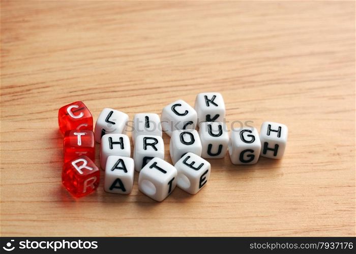 CTR Click Through Rate written on dices onwooden surface