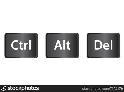 Ctrl, Alt and Del on white background. flat style. keyboard shortcut icon for your web site design, logo, app, UI. three button for fix computer symbol. Ctrl, Alt and Del Keyboard button concept.