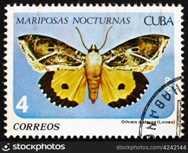 CUBA - CIRCA 1979: a stamp printed in the Cuba shows Othreis Materna, Nocturnal Butterfly, circa 1979