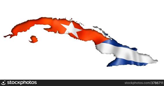 Cuba flag map, three dimensional render, isolated on white
