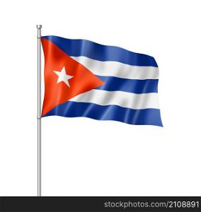 Cuba flag, three dimensional render, isolated on white. Cuban flag isolated on white