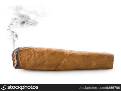 Cuban cigar isolated on a white background. Cigar on white