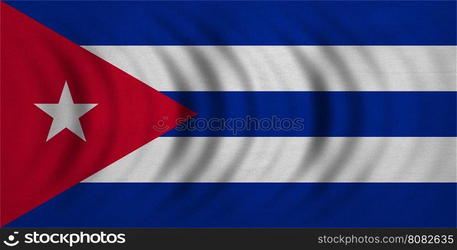 Cuban national official flag. Patriotic symbol, banner, element, background. Correct colors. Flag of Cuba wavy with real detailed fabric texture, accurate size, illustration