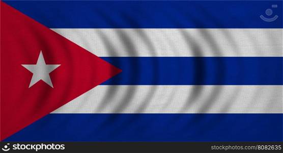 Cuban national official flag. Patriotic symbol, banner, element, background. Correct colors. Flag of Cuba wavy with real detailed fabric texture, accurate size, illustration