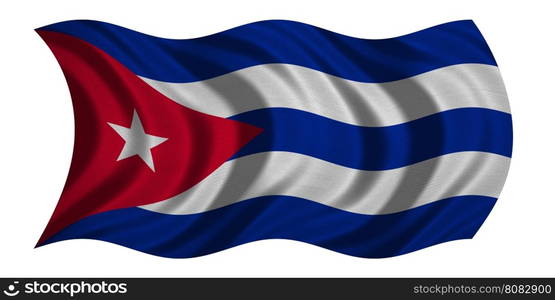 Cuban national official flag. Patriotic symbol, banner, element, background. Correct colors. Flag of Cuba with real detailed fabric texture wavy isolated on white, 3D illustration