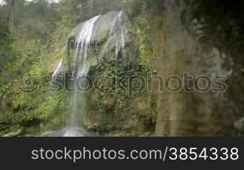 Cuban natural landscape, views of the Soroa waterfall, Pinar del Rio, Cuba. Sequence