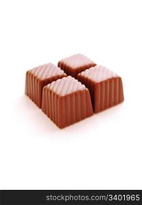 cube chocolate candies. Closeup