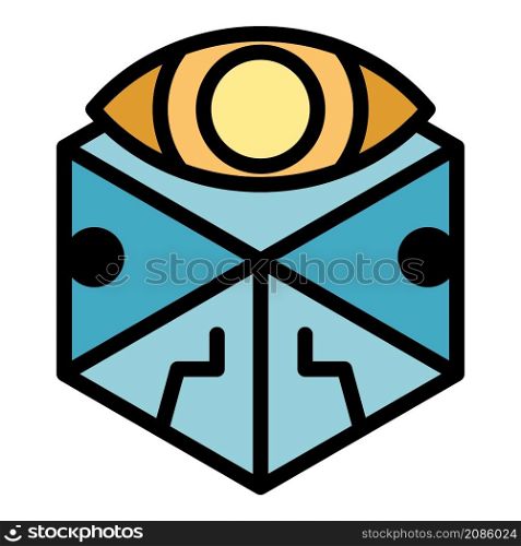 Cube eye alchemy icon. Outline cube eye alchemy vector icon color flat isolated. Cube eye alchemy icon color outline vector