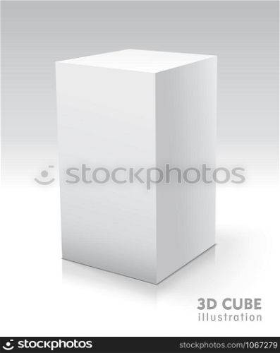 Cube white icon. Template for your design. Vector illustration.