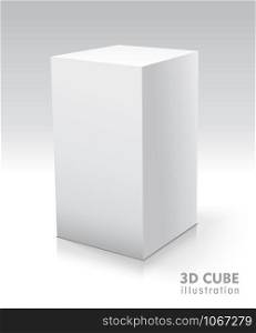 Cube white icon. Template for your design. Vector illustration.
