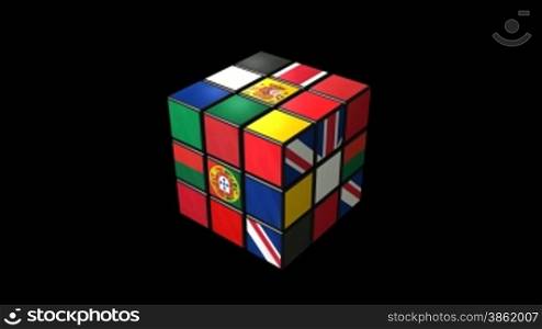 cube with D ES F flag