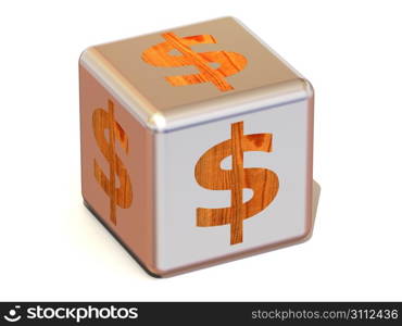 Cube with dollar. 3d