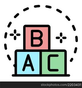 Cubes abc icon. Outline cubes abc vector icon color flat isolated. Cubes abc icon color outline vector