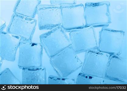 cubes of clear transparent ice close up