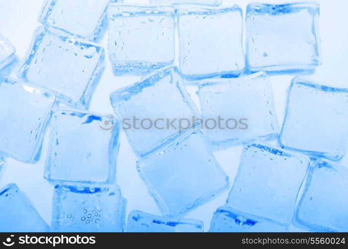 cubes of clear transparent ice close up