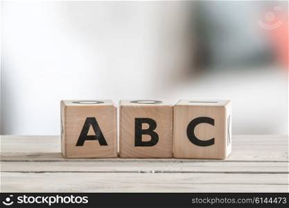 Cubes with alphabet letters on a table