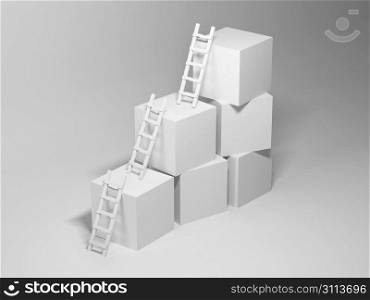 Cubes with ladders. 3d