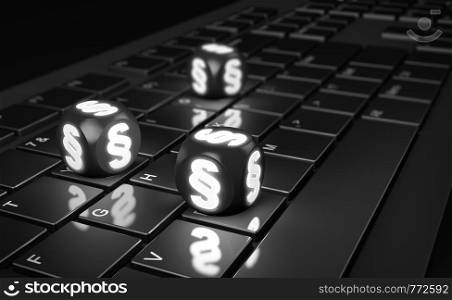 Cubes with paragraph sign on computer keyboard. 3d render