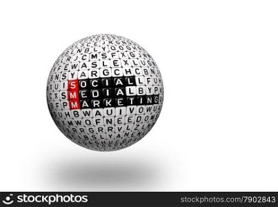 cubes with text SMM , Social Media Marketing 3d sphere