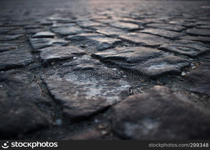 Cubic stone road close up scene