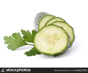 Cucumber slices isolated on white background cutout