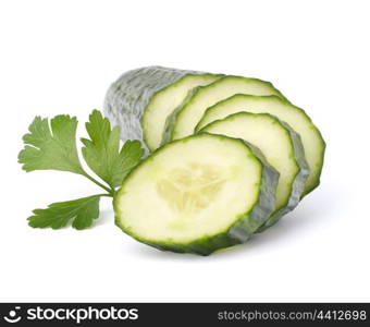 Cucumber slices isolated on white background cutout