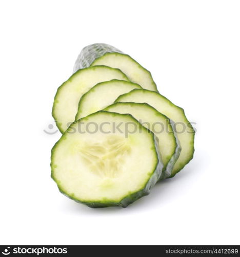 Cucumber slices isolated on white background cutout