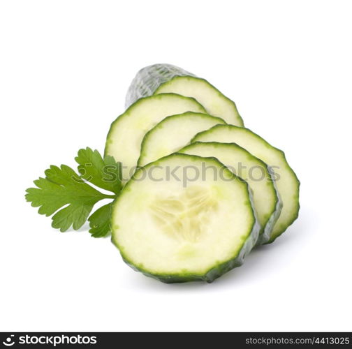 Cucumber slices isolated on white background cutout