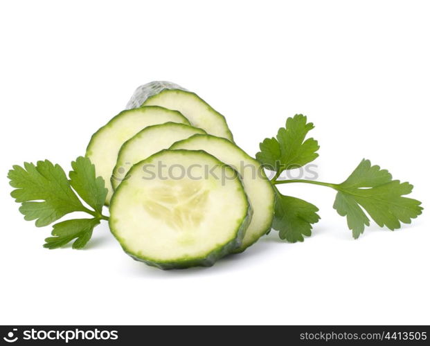 Cucumber slices isolated on white background cutout