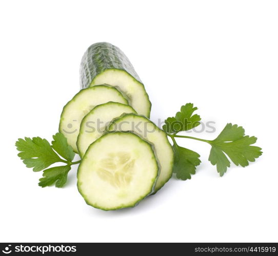 Cucumber slices isolated on white background cutout