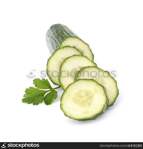 Cucumber slices isolated on white background cutout