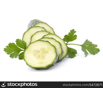 Cucumber slices isolated on white background cutout