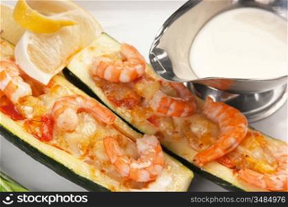 Cucumber stuffed shrimps