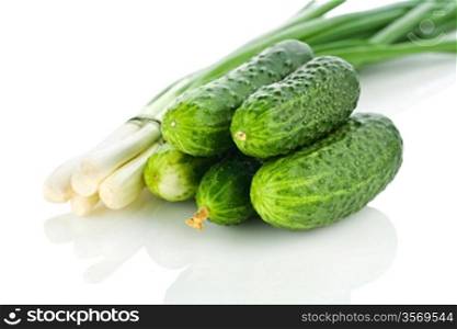 cucumbers and onion isolated
