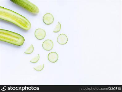 Cucumbers isolated on white background. Copy space