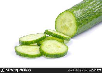 Cucumbers on the white background