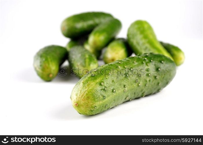 Cucumbers on white background - studio shot