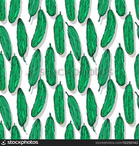 Cucumbers repeating pattern, editable vector template