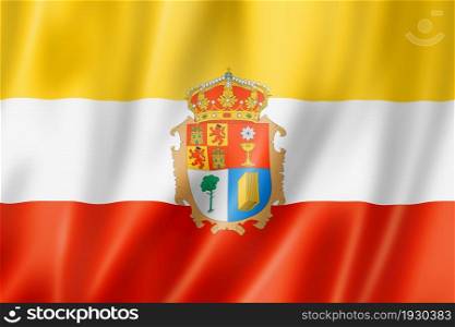 Cuenca province flag, Spain waving banner collection. 3D illustration. Cuenca province flag, Spain
