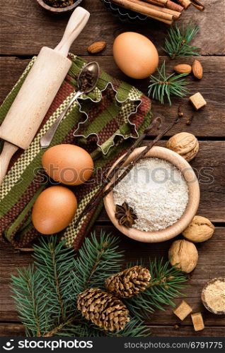culinary background for Christmas baking