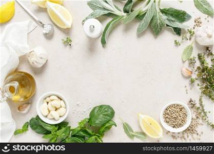 Culinary background with herbs and spices