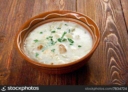 Cullen skink - Scottish soup made of smoked haddock, potatoes and onions.Smoked Finnan haddock Chowder