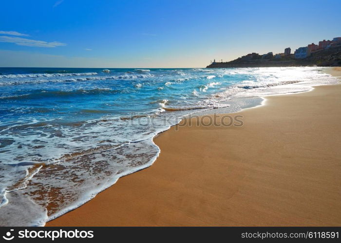 Cullera Dosel beach Mediterranean sea in Valencia of Spain