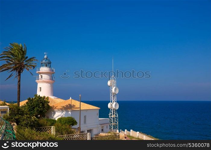 Cullera lighthouse in Valencia at Mediterranean sea of Spain