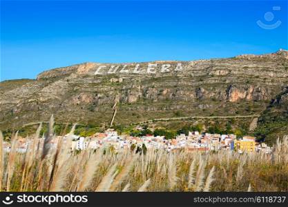 Cullera mountain with white sign writted on Valencia of Spain, sign non copyrighted