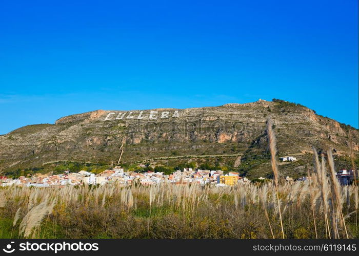 Cullera mountain with white sign writted on Valencia of Spain, sign non copyrighted