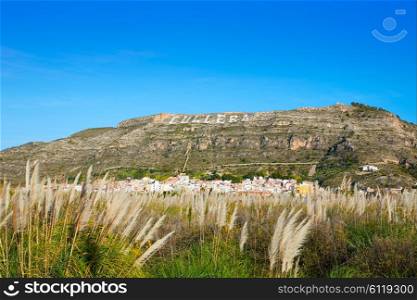 Cullera mountain with white sign writted on Valencia of Spain, sign non copyrighted