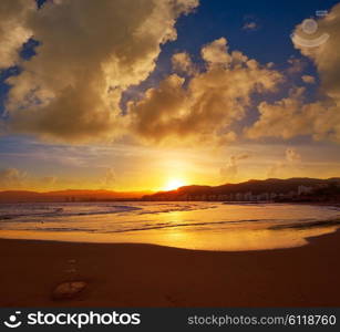 Cullera Playa los Olivos beach sunset in Mediterranean Valencia at Spain