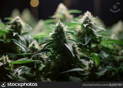 cultivation medicinal buds marijuana plant in grow room. generative ai.