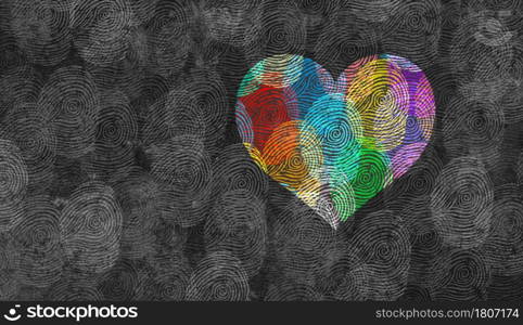 Cultural Diversity identity and privacy concept and personal private data symbol as diverse finger prints or fingerprint icons and census population in a 3D illustration style.